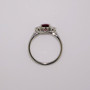 Platinum oval cut pink tourmaline and round brilliant cut diamond ring top