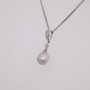 18ct white gold Scottish freshwater pearl and round brilliant cut diamond pendant with diamond-set bail side