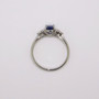 Platinum oval cut Ceylon sapphire and round brilliant cut diamond ring top