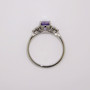 Platinum oval cut purple sapphire and round brilliant cut diamond ring top