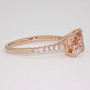 9ct rose gold emerald cut morganite and round brilliant cut diamond ring side