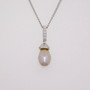 18ct white gold Scottish freshwater pearl and round brilliant cut diamond pendant