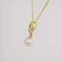 18ct gold Scottish freshwater pearl and four round brilliant cut diamond pendant side