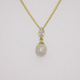 18ct gold Scottish freshwater pearl and round brilliant cut diamond pendant