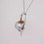 18ct white gold Scottish freshwater pearl and round brilliant cut diamond pendant side