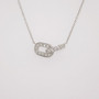 9ct white gold necklace with two interlocking diamond-set links