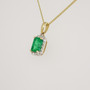 9ct gold emerald and diamond cluster pendant side