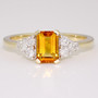 9ct gold emerald cut citrine and round brilliant cut diamond ring 9ct gold emerald cut citrine and round brilliant cut diamond ring