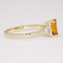 9ct gold emerald cut citrine and round brilliant cut diamond ring side 9ct gold emerald cut citrine and round brilliant cut diamond ring side
