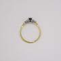 18ct gold and platinum oval cut teal sapphire and six round brilliant cut diamond ring top