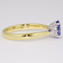 18ct gold and platinum oval cut Ceylon sapphire and round brilliant cut diamond ring side