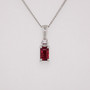 9ct white gold emerald cut ruby and baguette cut diamond pendant