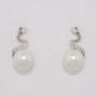 9ct white gold cultured freshwater pearl and diamond stud earrings