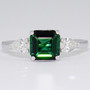 Platinum octagonal cut green tourmaline and pear cut diamond ring Platinum octagonal cut green tourmaline and pear cut diamond ring