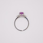 Platinum unheated oval cut opalescent pink sapphire and diamond ring top