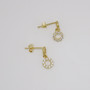 9ct gold cubic zirconia circle drop earrings side