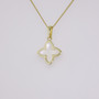 9ct gold mother of pearl clover pendant