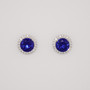Sterling silver blue and white CZ halo stud earrings