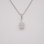 Sterling silver pear cut cubic zirconia (CZ) halo pendant