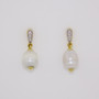 18ct gold Scottish freshwater pearl and diamond drop earrings