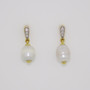 18ct gold Scottish freshwater pearl and diamond drop earrings