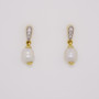 18ct gold Scottish freshwater pearl and diamond drop earrings