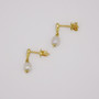 18ct gold Scottish freshwater pearl and diamond drop earrings side