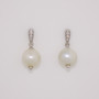 18ct white gold Scottish freshwater pearl and diamond drop earrings