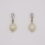 18ct white gold Scottish freshwater pearl and diamond drop earrings