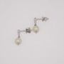 18ct white gold Scottish freshwater pearl and diamond drop earrings side