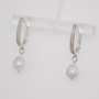 18ct white gold Scottish freshwater pearl and diamond drop earrings side
