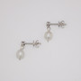 18ct white gold Scottish freshwater pearl and diamond cluster drop earrings side