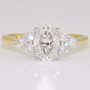 18ct gold and platinum ring with an oval cut certificated diamond and six round brilliant cut diamonds