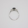 Platinum unheated cushion cut teal sapphire and round brilliant cut diamond ring top