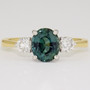 18ct gold and platinum unheated teal sapphire and diamond ring