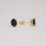 9ct gold oval cut teal sapphire stud earrings side