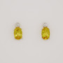 9ct gold oval cut heliodor and round brilliant cut diamond stud earrings
