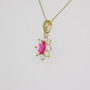9ct gold red oval cut cubic zirconia (CZ) cluster pendant side