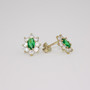9ct gold green oval cut cubic zirconia (CZ) cluster earrings side
