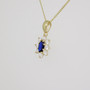 9ct gold blue oval cut cubic zirconia (CZ) cluster pendant side