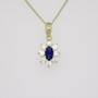 9ct gold blue oval cut cubic zirconia (CZ) cluster pendant