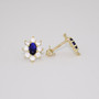 9ct gold blue oval cut cubic zirconia (CZ) cluster earrings side