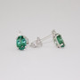 9ct white gold oval cut tourmaline and round brilliant cut diamond stud earrings side