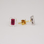 18ct white gold octagon cut ruby and round brilliant cut diamond cluster stud earrings side