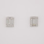 18ct white gold round brilliant cut and baguette cut diamond earrings