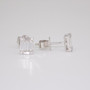 18ct white gold round brilliant cut and baguette cut diamond cluster earrings side