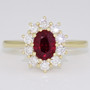 18ct gold ruby and diamond cluster ring