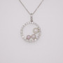 18ct white gold Scottish freshwater pearl and diamond-set circle pendant