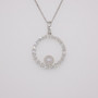 18ct white gold Scottish freshwater pearl and diamond-set circle pendant