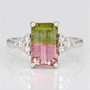 Platinum bi-coloured tourmaline and diamond ring